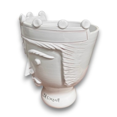 Sicilian ceramic White Paladin's Head queen de simone pottery Sicilian ceramic White Paladin's Head queen de simone pottery